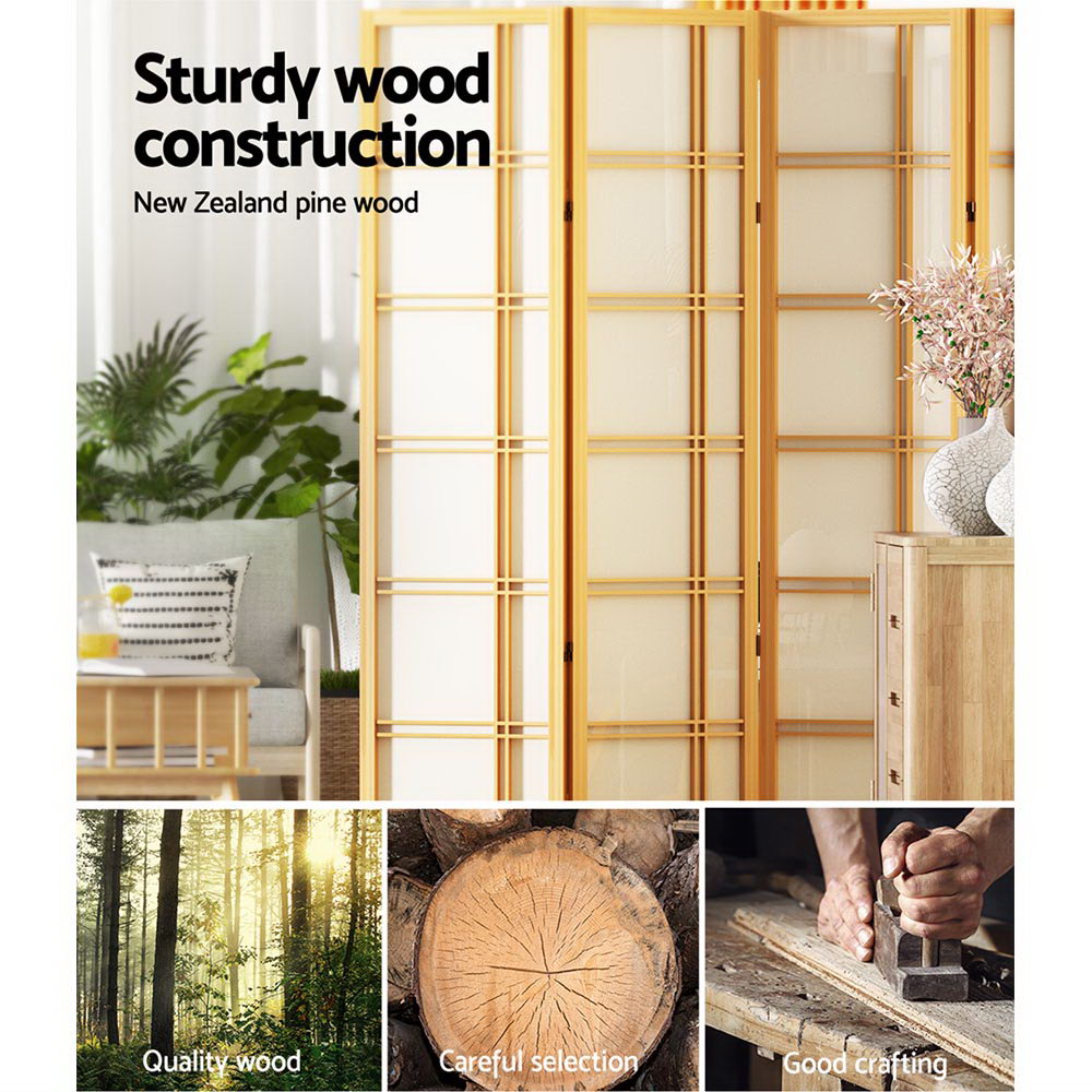 Marlook 6 Panel Room Divider Screen 265x179cm Nova Natural