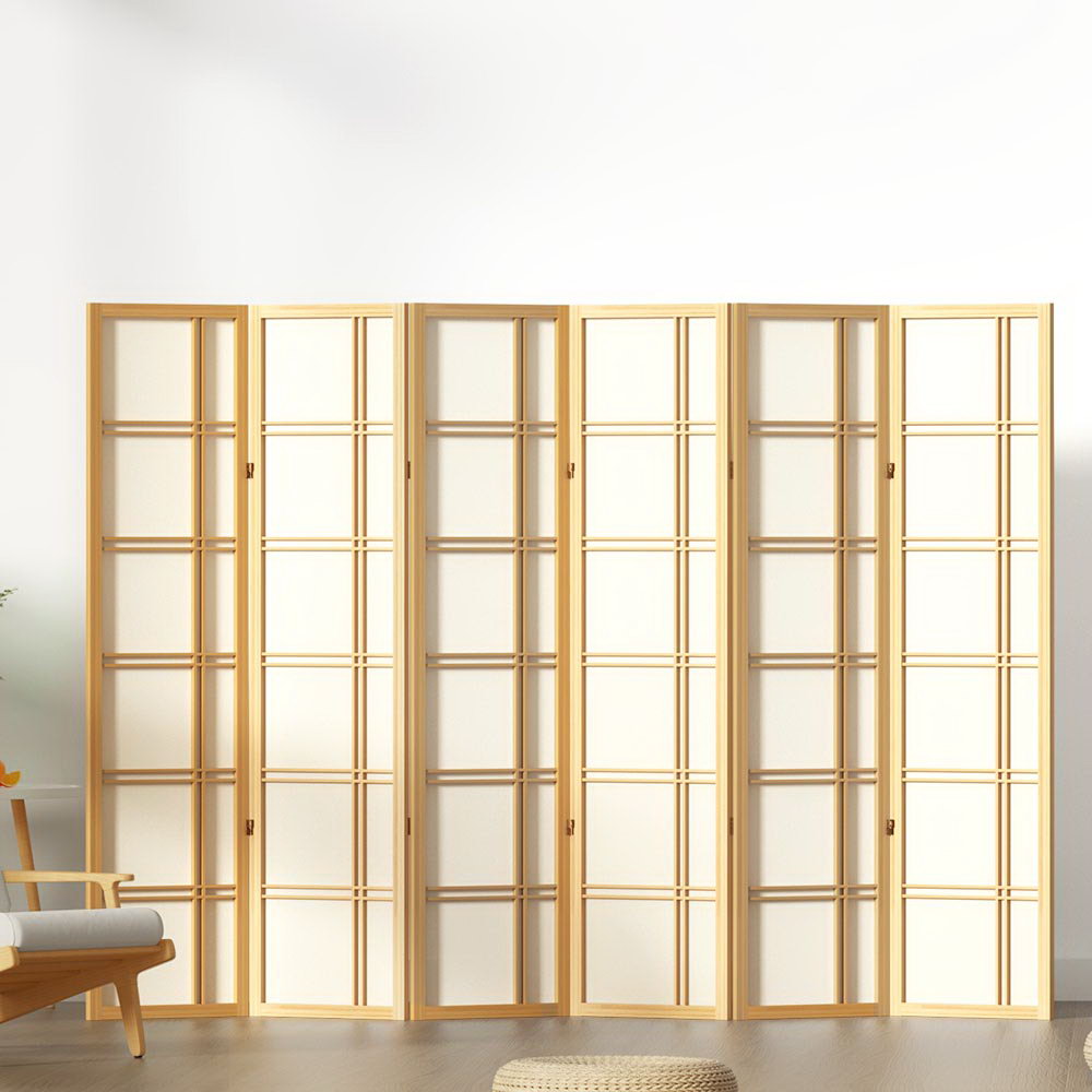 Marlook 6 Panel Room Divider Screen 265x179cm Nova Natural