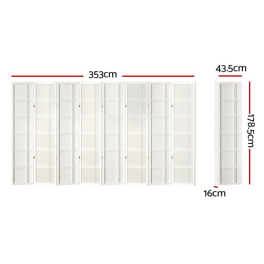 Marlook 8 Panel Room Divider Screen 353x179cm Nova White