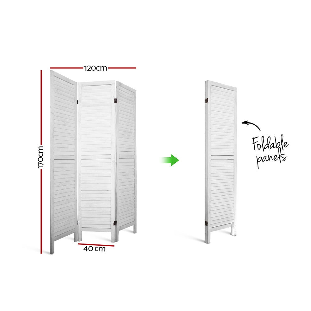 Marlook 3 Panel Room Divider Screen 120x170cm Louver White