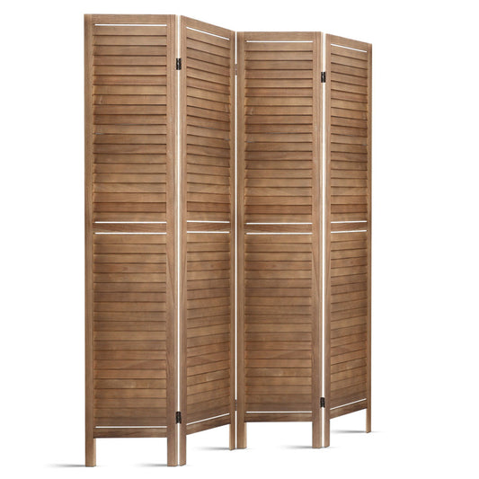 Marlook 4 Panel Room Divider Screen 160x170cm Louver Oak