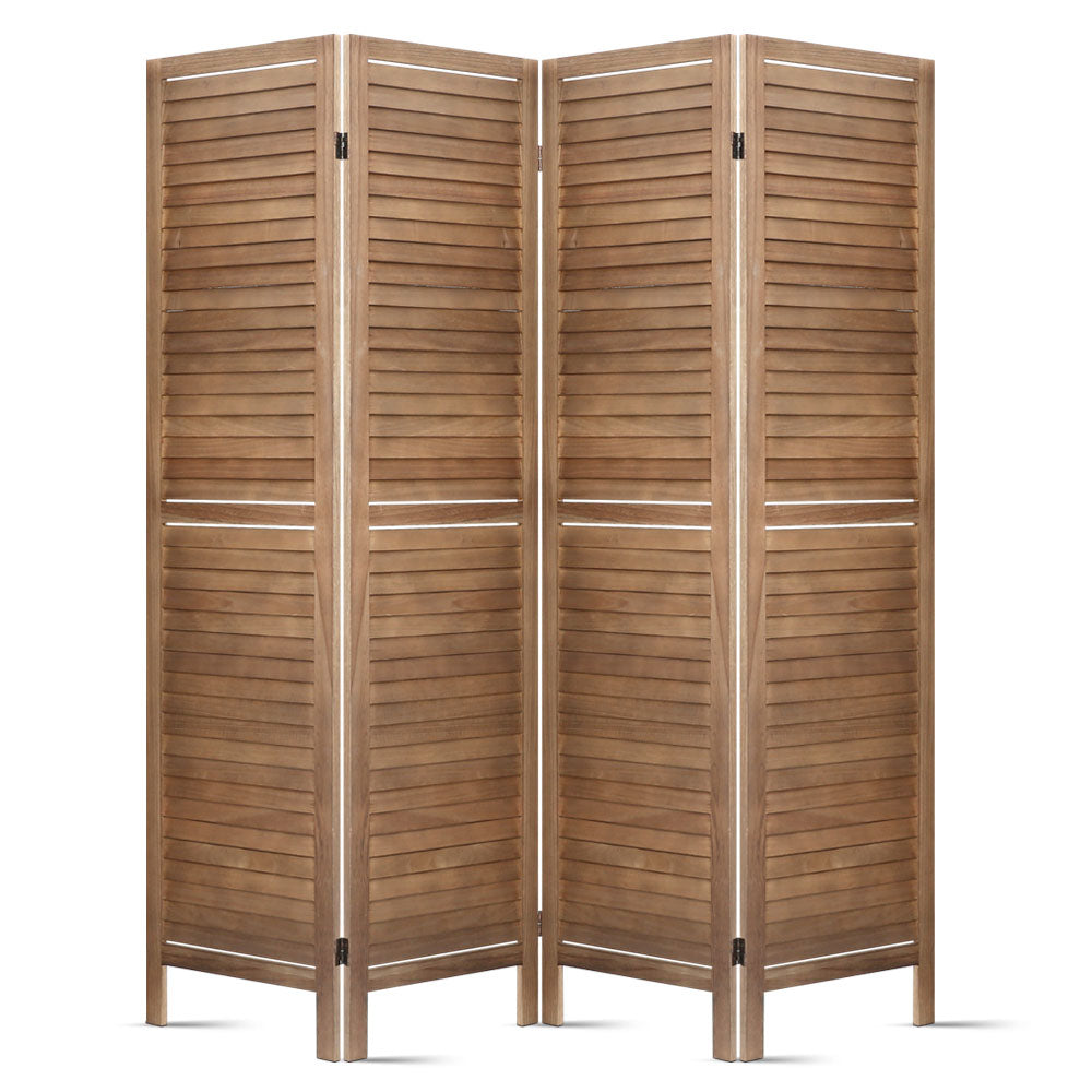 Marlook 4 Panel Room Divider Screen 160x170cm Louver Oak