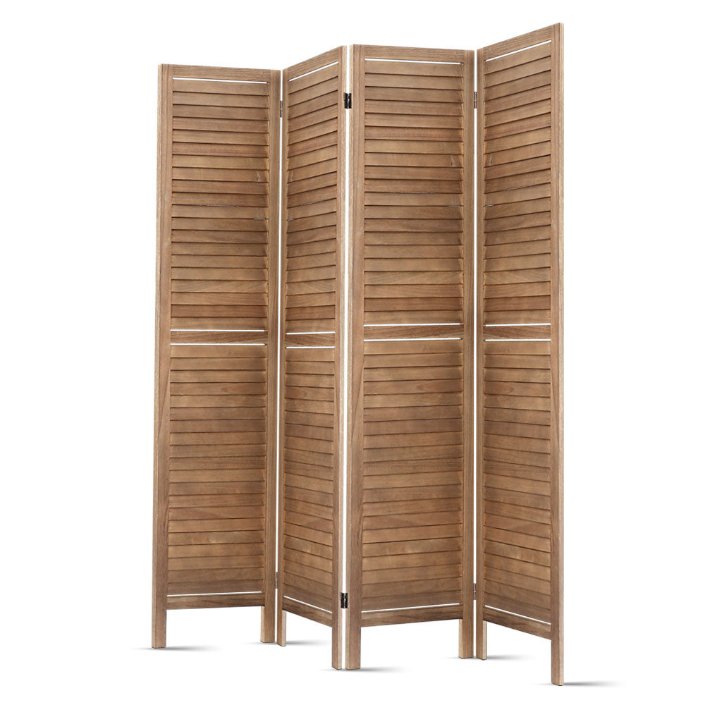 Marlook 4 Panel Room Divider Screen 160x170cm Louver Oak