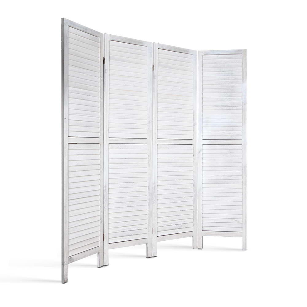 Marlook 4 Panel Room Divider Screen 163x170cm Louver White