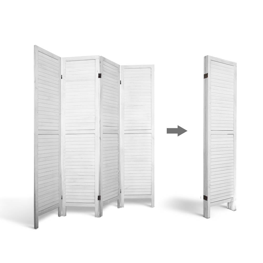 Marlook 4 Panel Room Divider Screen 163x170cm Louver White