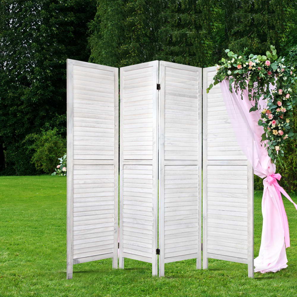 Marlook 4 Panel Room Divider Screen 163x170cm Louver White