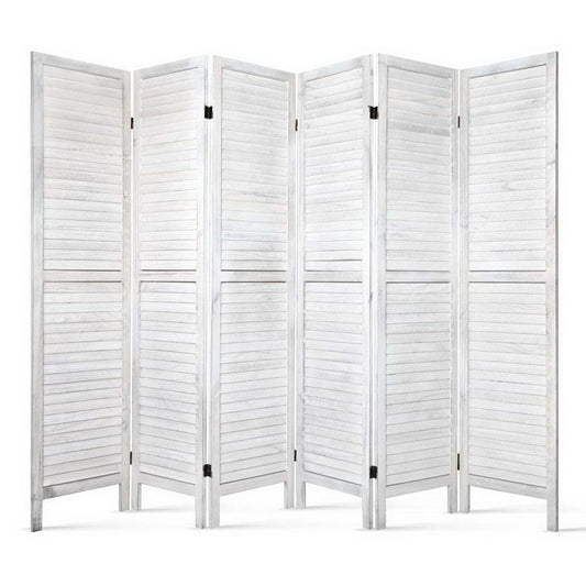Marlook 6 Panel Room Divider Screen 245x170cm Louver White