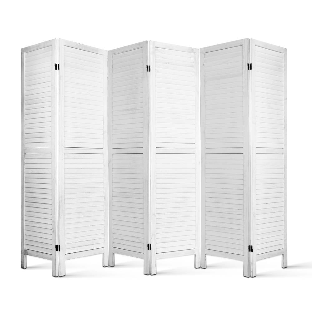 Marlook 6 Panel Room Divider Screen 245x170cm Louver White