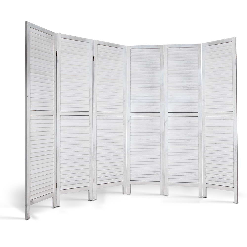 Marlook 6 Panel Room Divider Screen 245x170cm Louver White