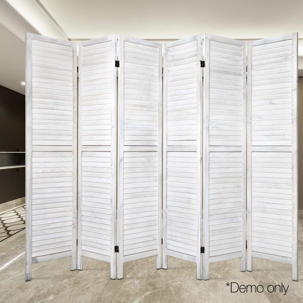 Marlook 6 Panel Room Divider Screen 245x170cm Louver White