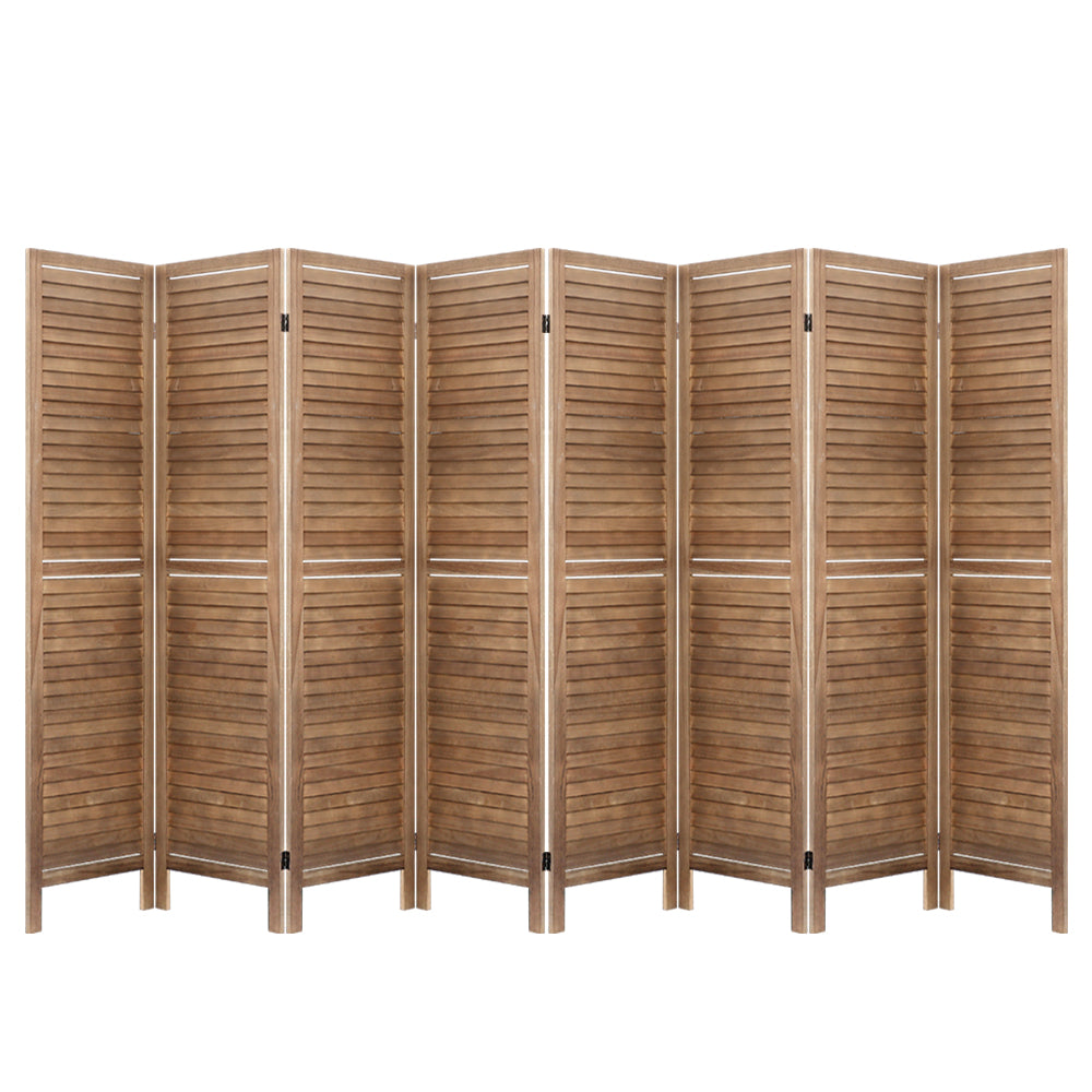 Marlook 8 Panel Room Divider Screen 326x170cm Louver Oak