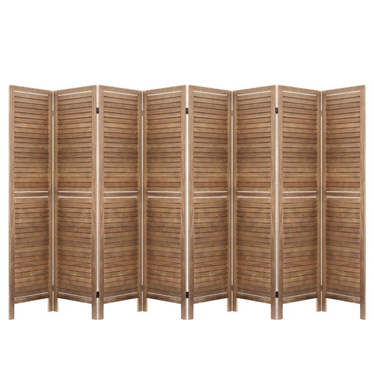 Marlook 8 Panel Room Divider Screen 326x170cm Louver Oak