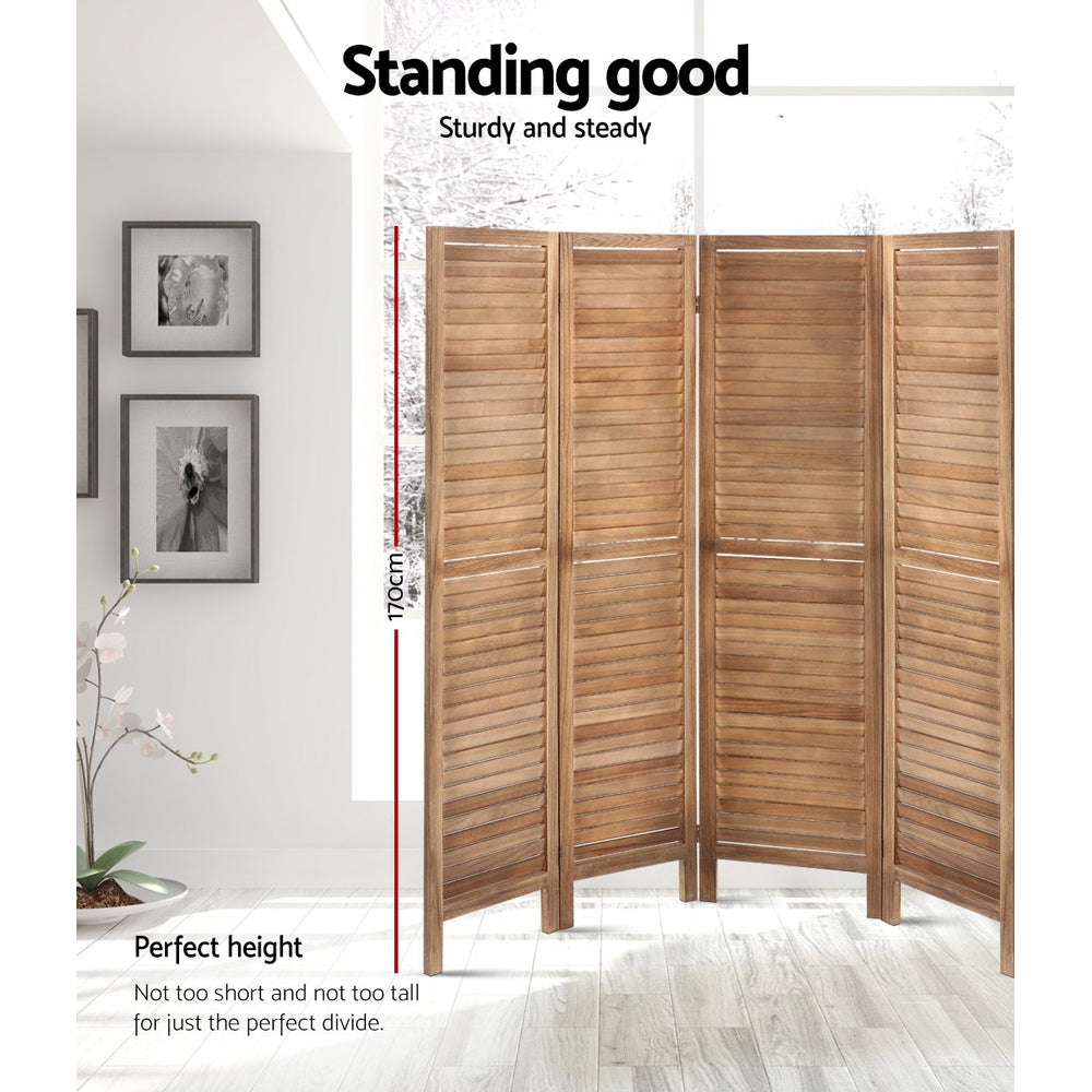 Marlook 8 Panel Room Divider Screen 326x170cm Louver Oak