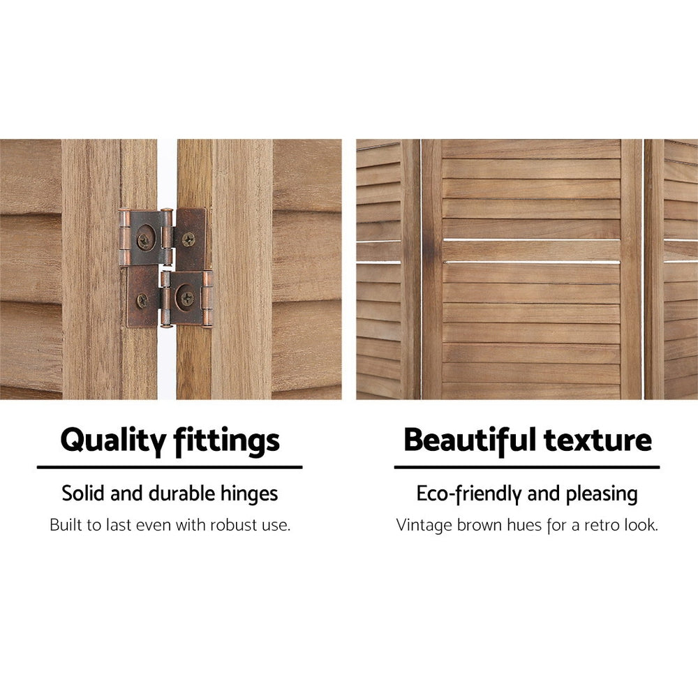 Marlook 8 Panel Room Divider Screen 326x170cm Louver Oak