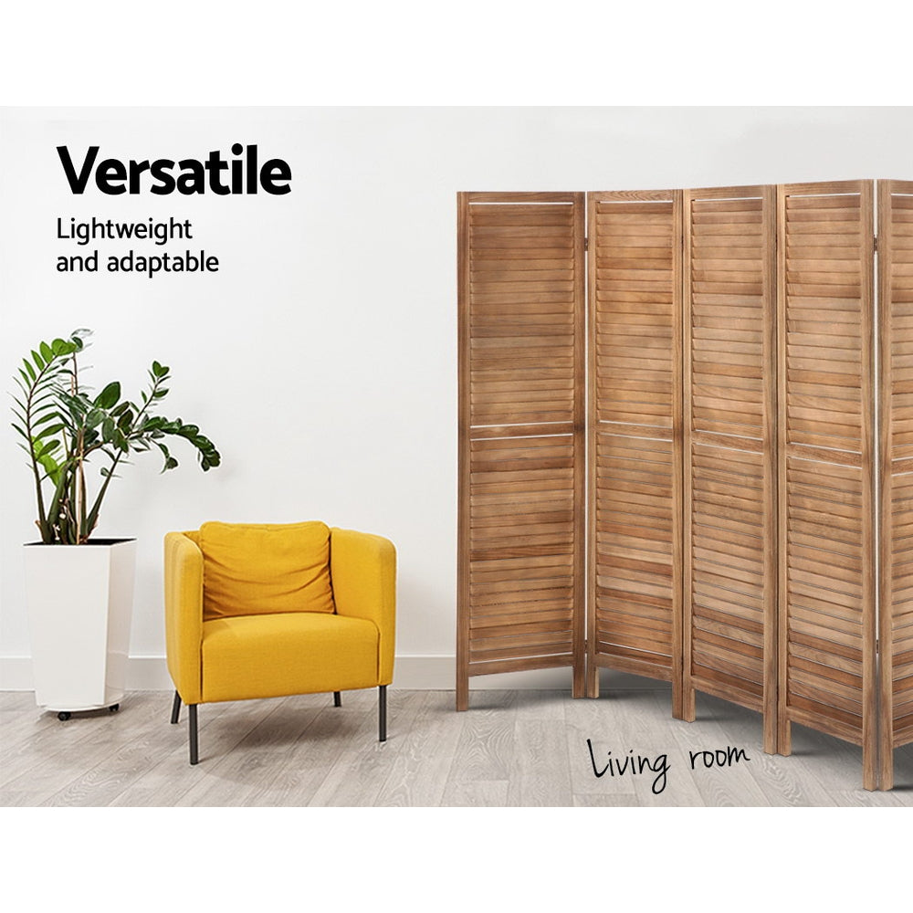Marlook 8 Panel Room Divider Screen 326x170cm Louver Oak