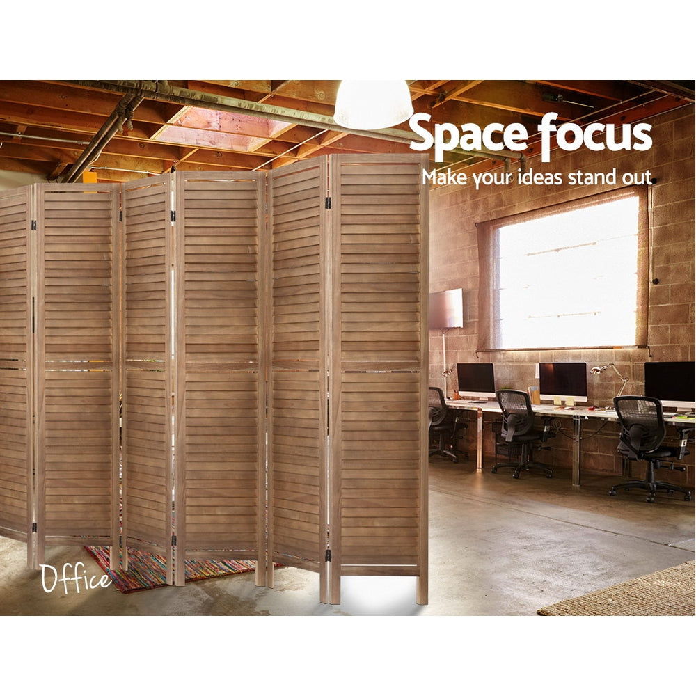 Marlook 8 Panel Room Divider Screen 326x170cm Louver Oak