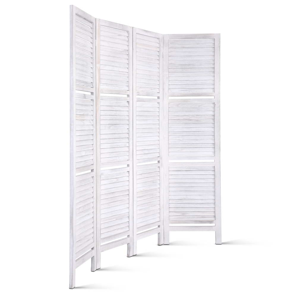 Marlook 4 Panel Room Divider Screen 163x170cm Shelf White
