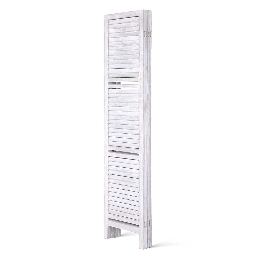 Marlook 4 Panel Room Divider Screen 163x170cm Shelf White