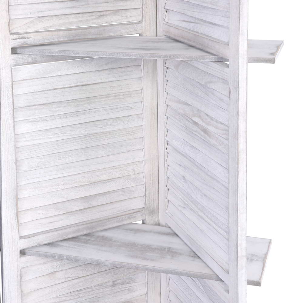 Marlook 4 Panel Room Divider Screen 163x170cm Shelf White