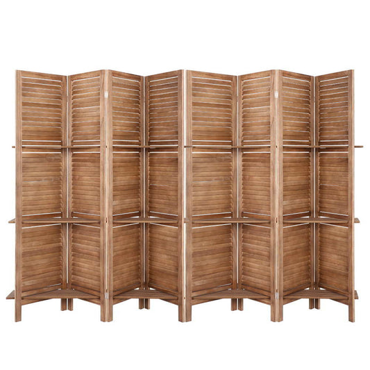 Marlook 8 Panel Room Divider Screen 326x170cm Shelf Oak