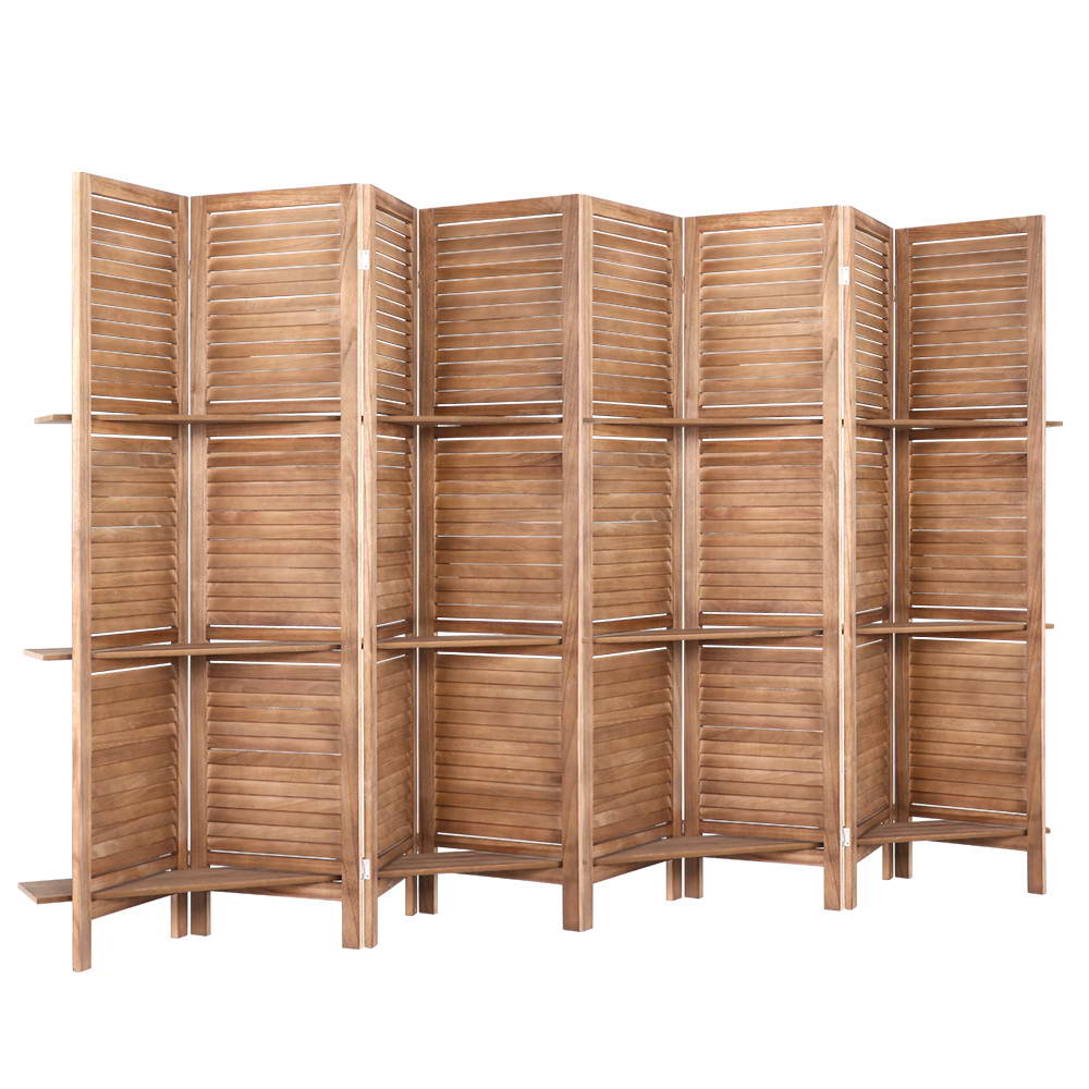 Marlook 8 Panel Room Divider Screen 326x170cm Shelf Oak