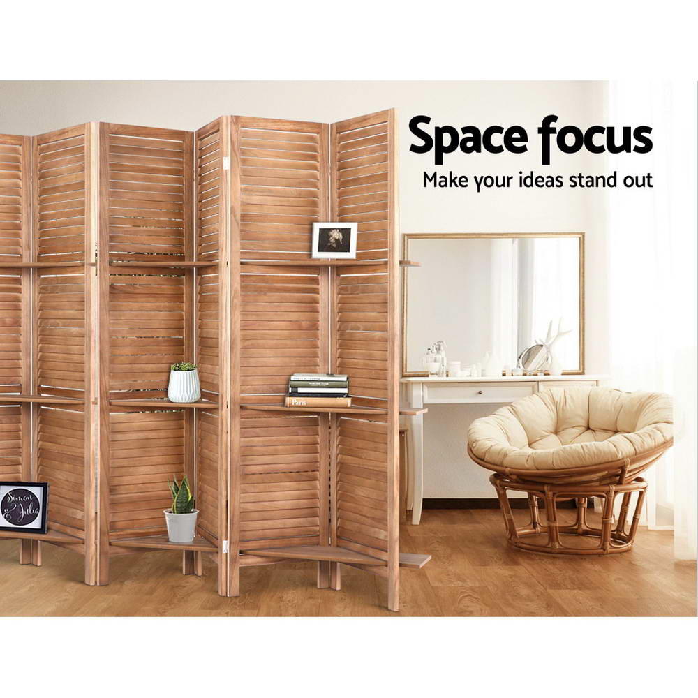 Marlook 8 Panel Room Divider Screen 326x170cm Shelf Oak