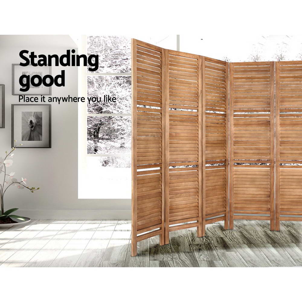 Marlook 8 Panel Room Divider Screen 326x170cm Shelf Oak