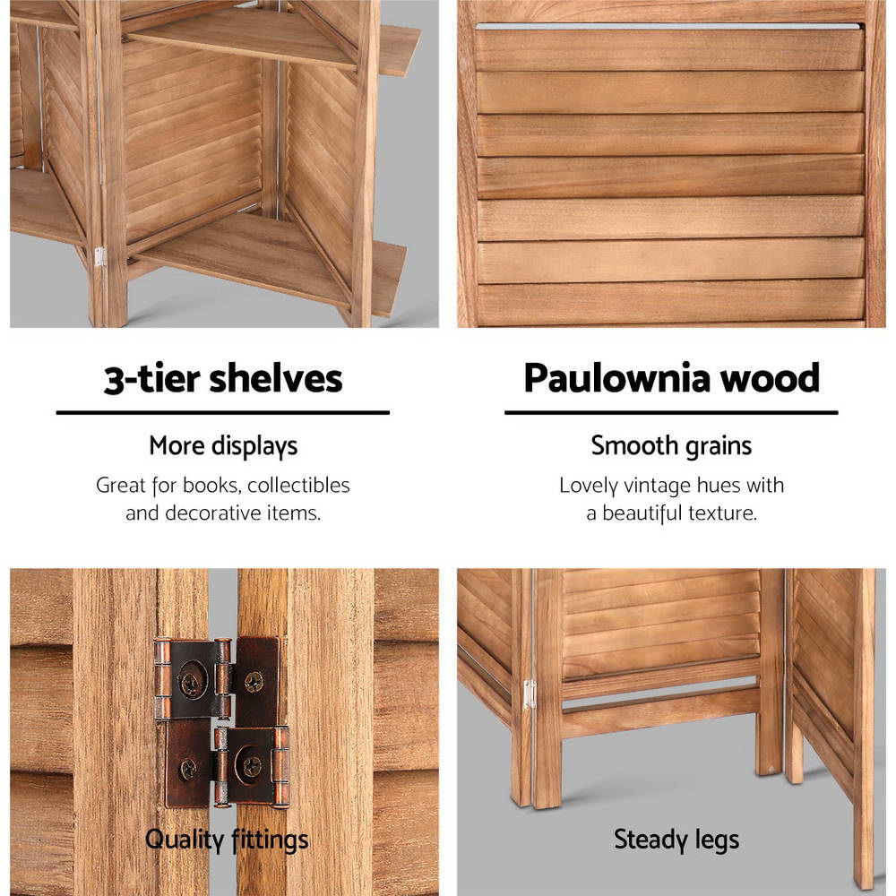 Marlook 8 Panel Room Divider Screen 326x170cm Shelf Oak