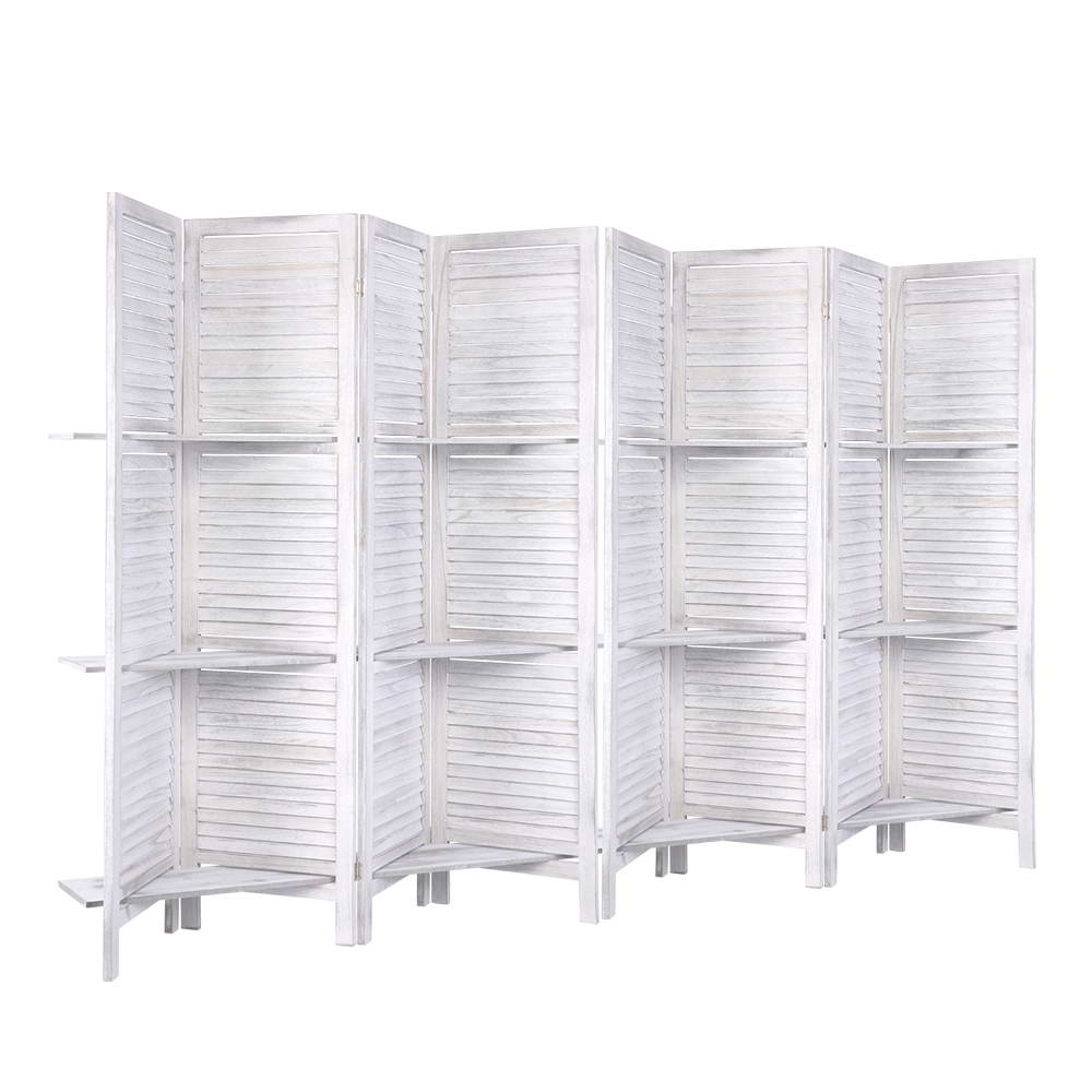 Marlook 8 Panel Room Divider Screen 326x170cm Shelf White