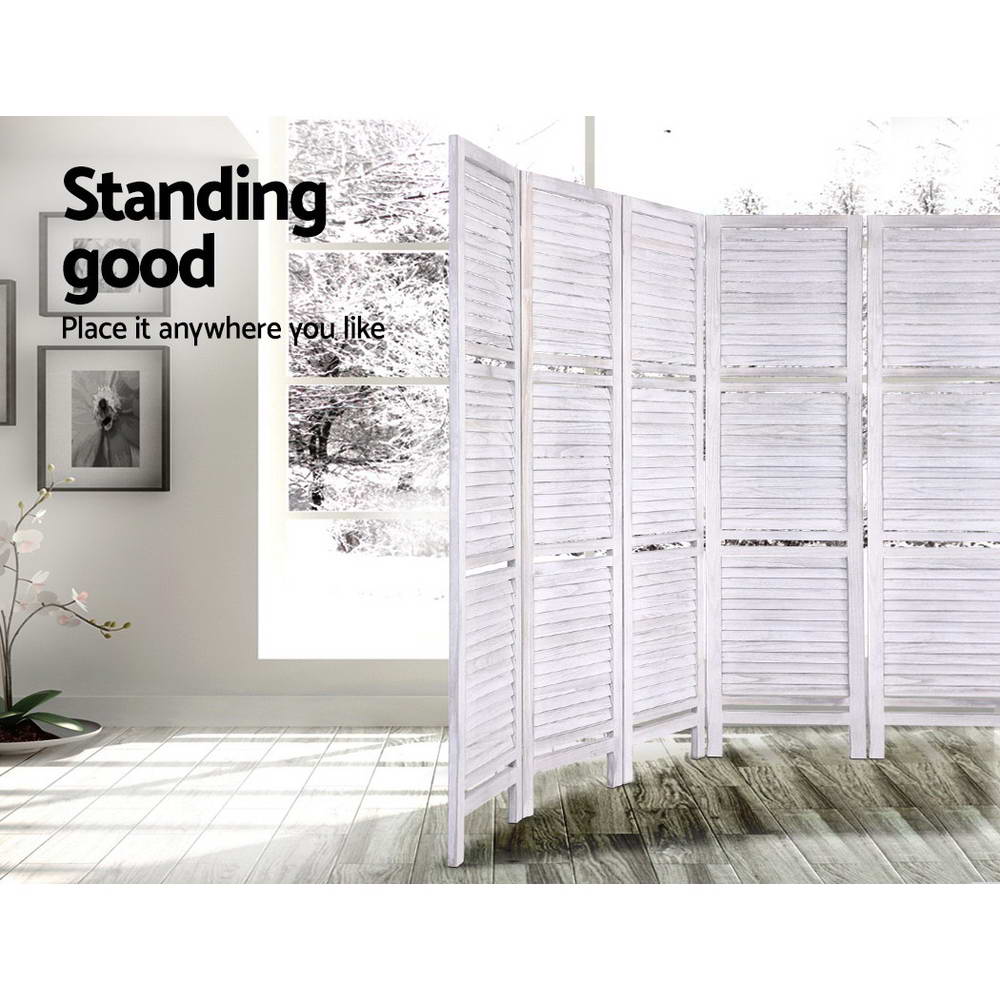 Marlook 8 Panel Room Divider Screen 326x170cm Shelf White