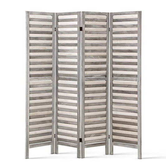 Marlook 4 Panel Room Divider Screen 163x170cm Louver Grey