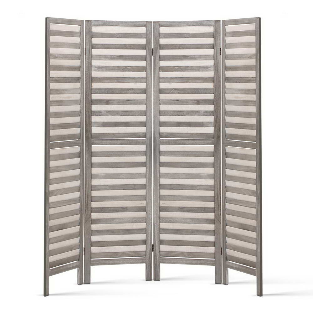 Marlook 4 Panel Room Divider Screen 163x170cm Louver Grey