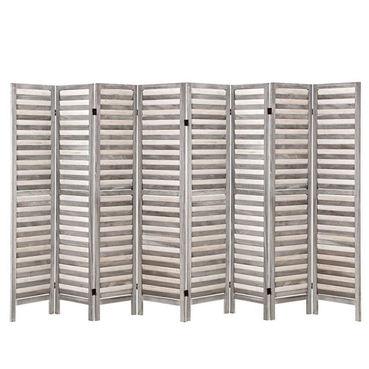 Marlook 8 Panel Room Divider Screen 326x170cm Louver Grey