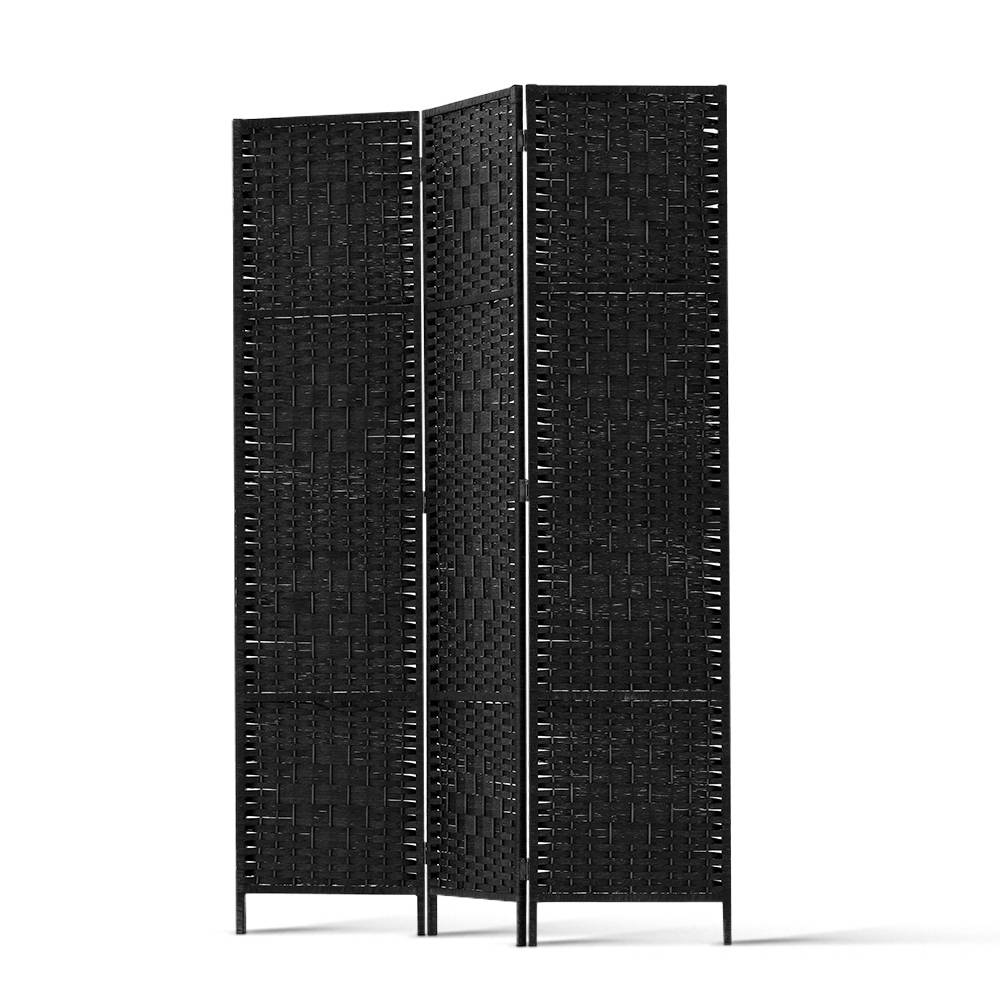 Marlook 3 Panel Room Divider Screen 123x170cm Woven Black