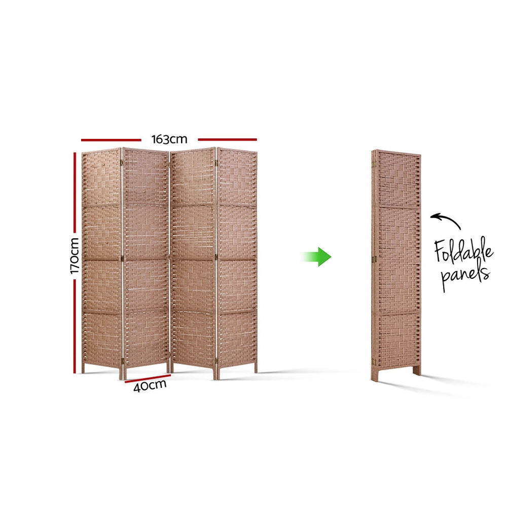 Marlook 4 Panel Room Divider Screen 163x170cm Woven Natural