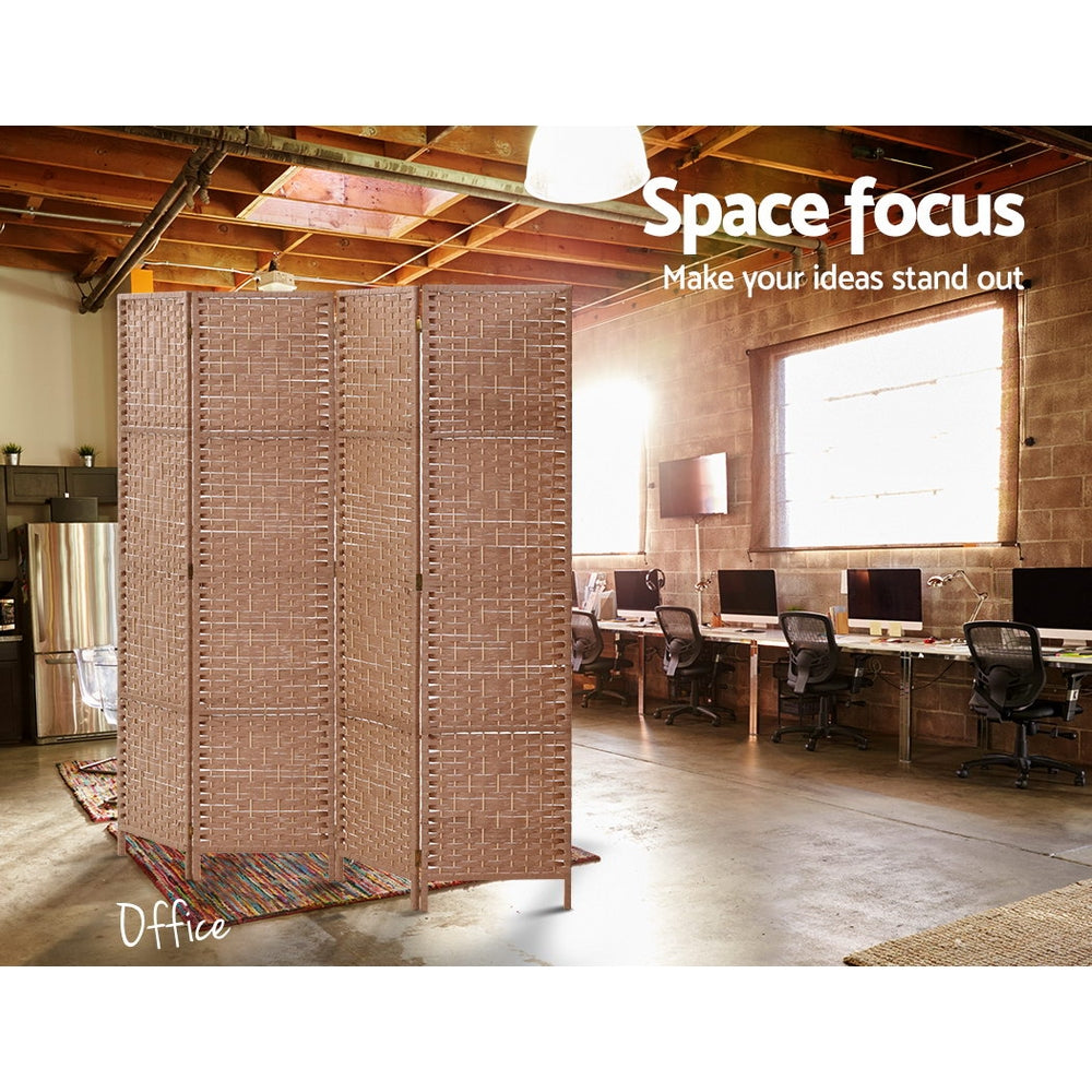 Marlook 4 Panel Room Divider Screen 163x170cm Woven Natural