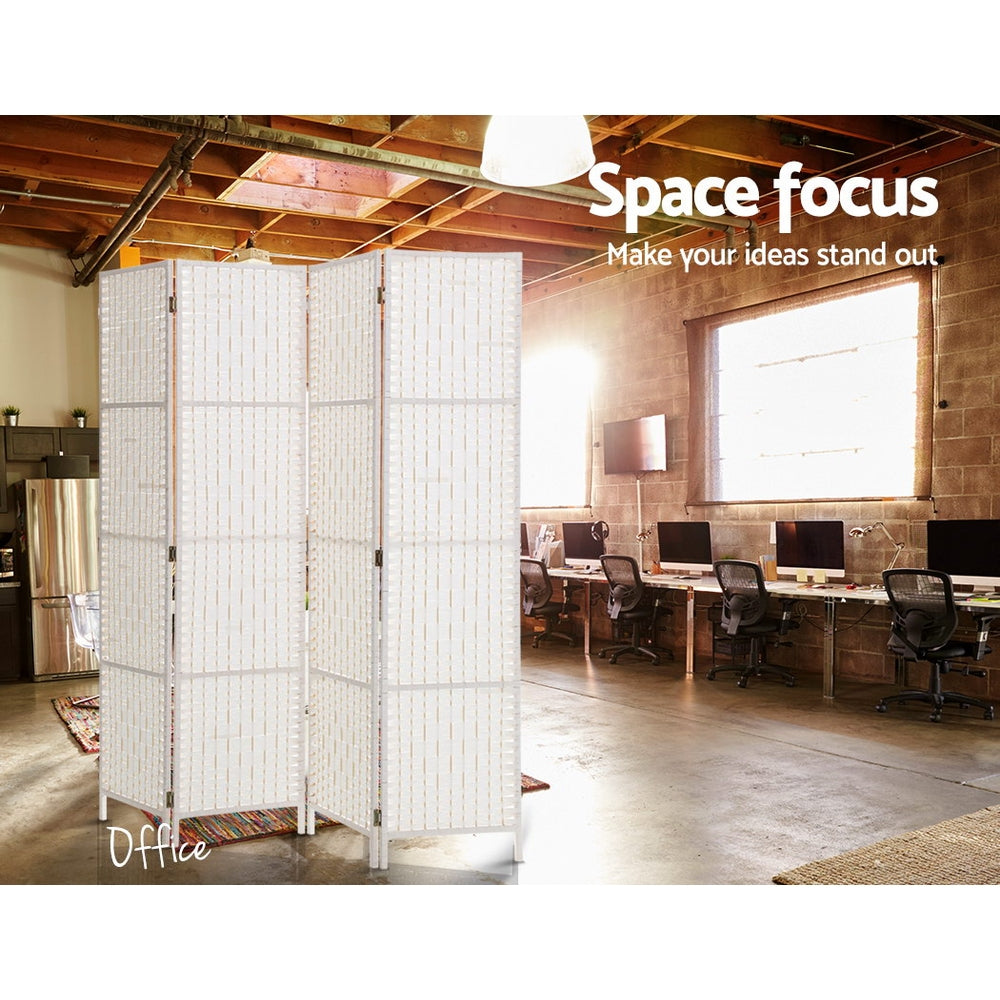Marlook 4 Panel Room Divider Screen 163x170cm Woven White