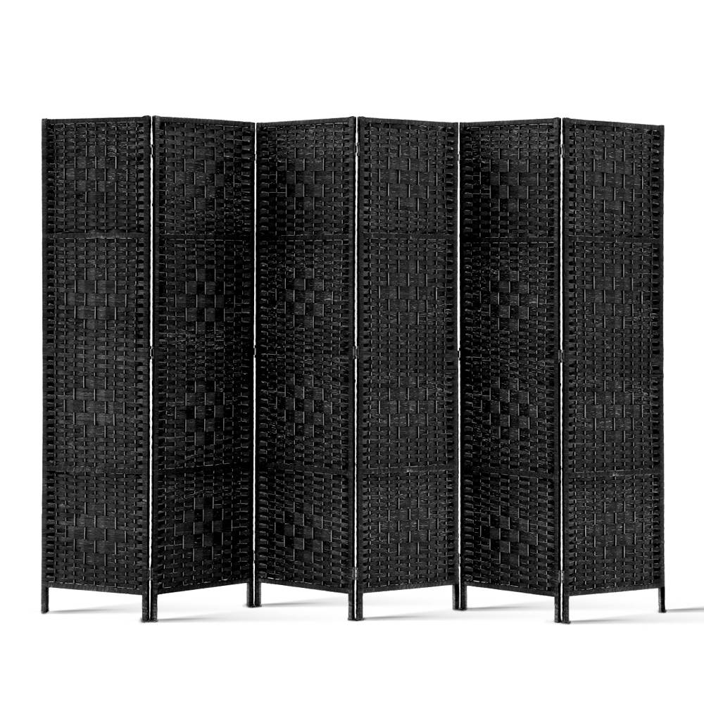 Marlook 6 Panel Room Divider Screen 245x170cm Woven Black