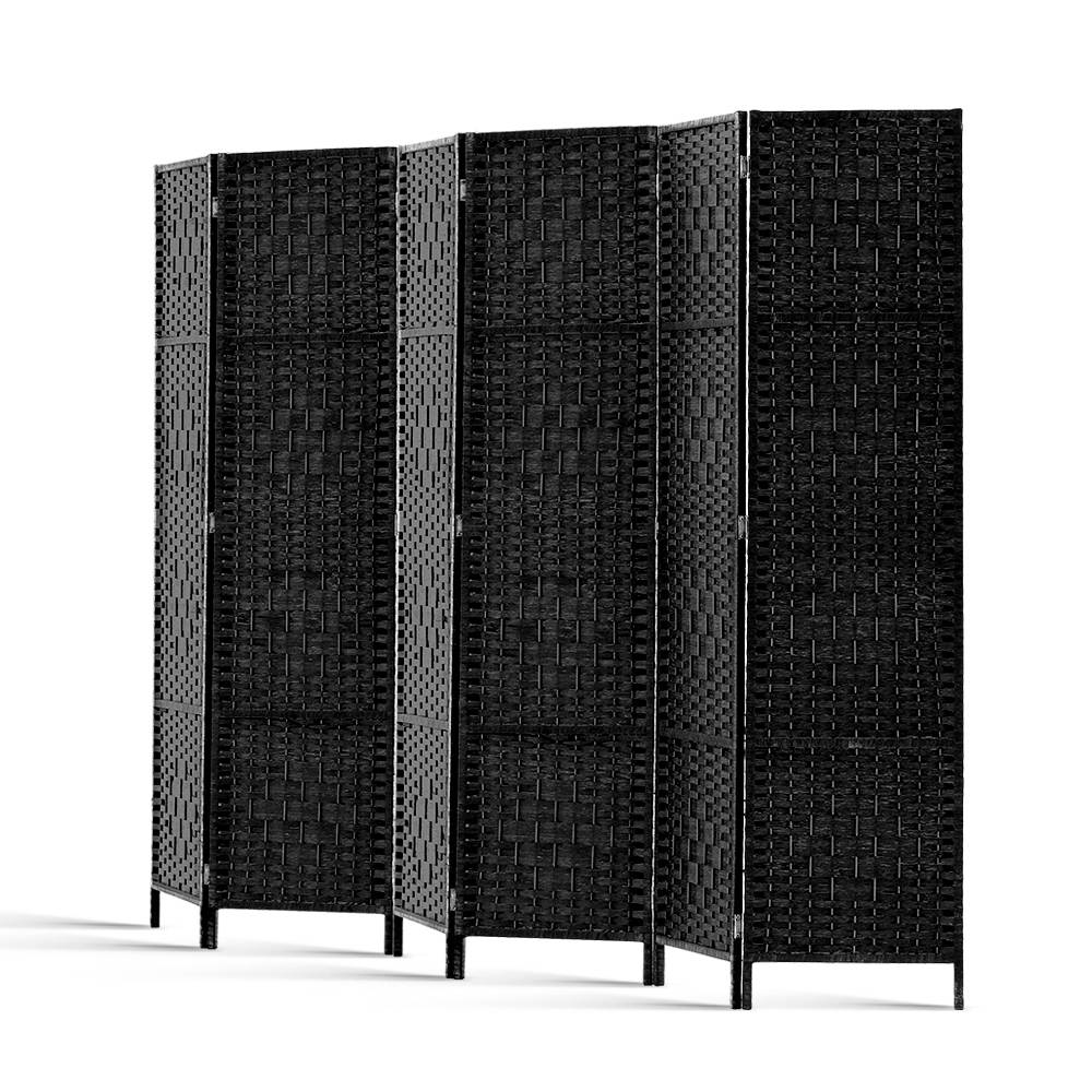 Marlook 6 Panel Room Divider Screen 245x170cm Woven Black