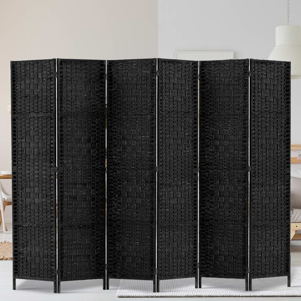 Marlook 6 Panel Room Divider Screen 245x170cm Woven Black