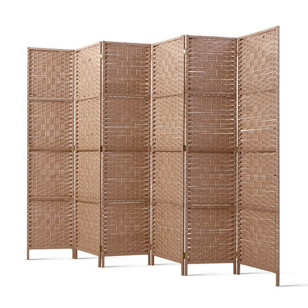Marlook 6 Panel Room Divider Screen 245x170cm Woven Natural