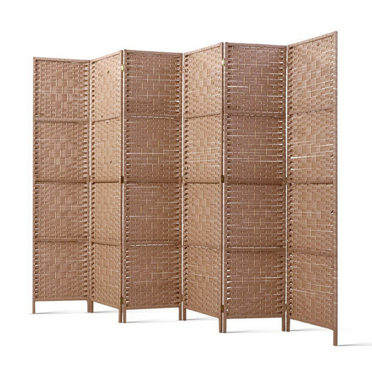 Marlook 6 Panel Room Divider Screen 245x170cm Woven Natural