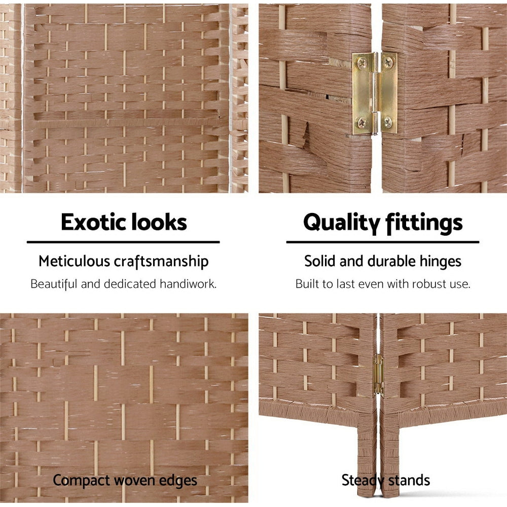 Marlook 6 Panel Room Divider Screen 245x170cm Woven Natural