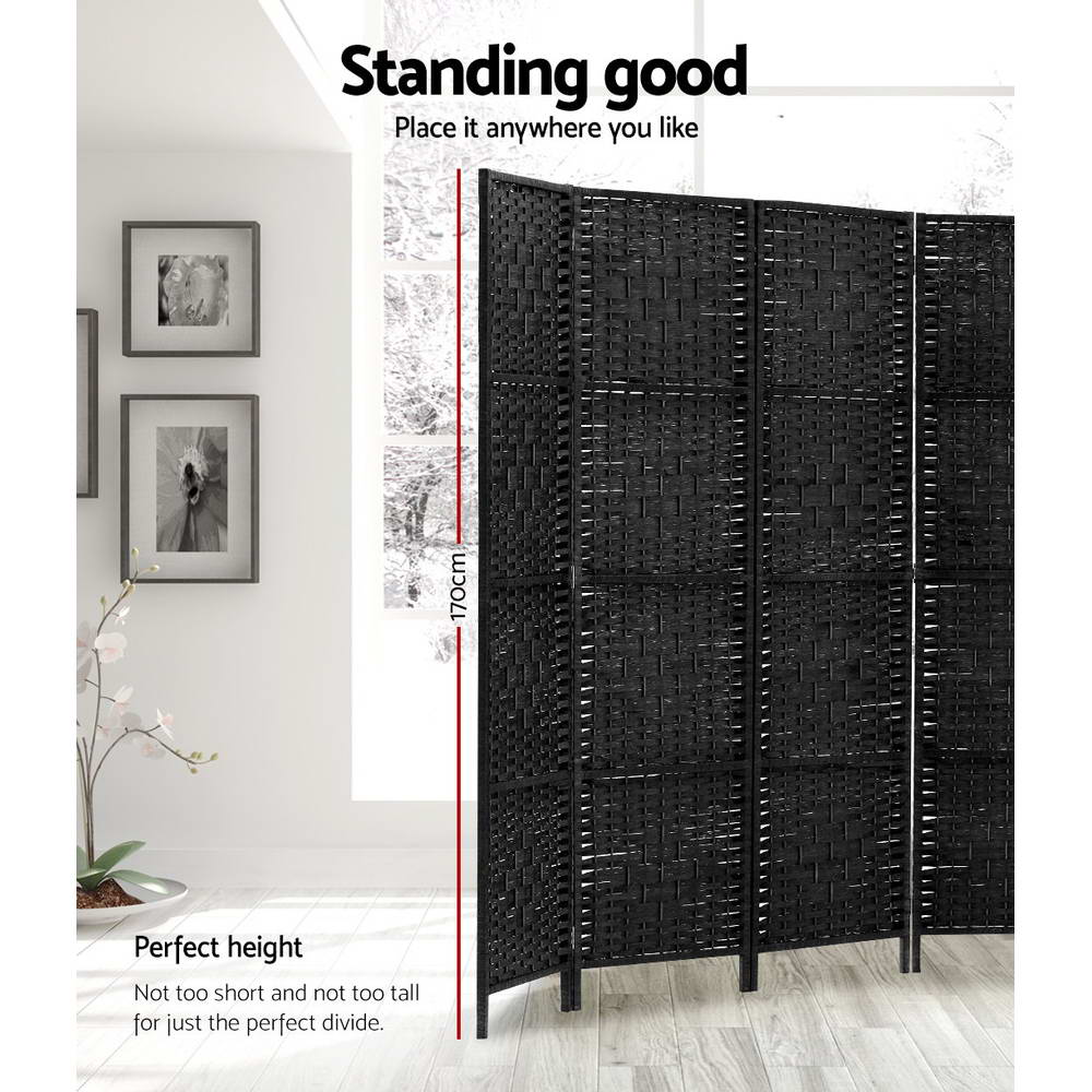 Marlook 8 Panel Room Divider Screen 326x170cm Woven Black