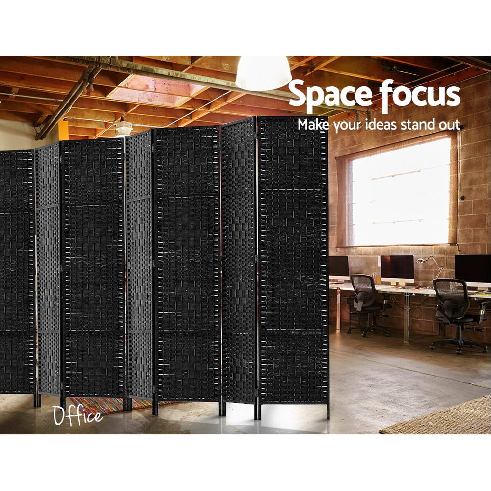 Marlook 8 Panel Room Divider Screen 326x170cm Woven Black