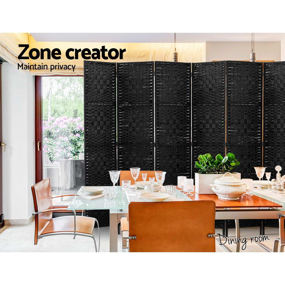 Marlook 8 Panel Room Divider Screen 326x170cm Woven Black