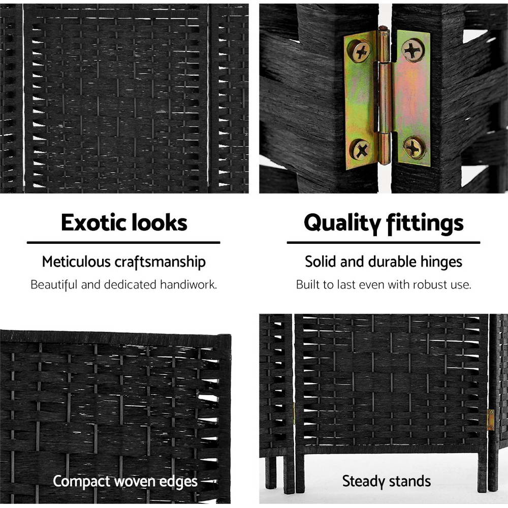 Marlook 8 Panel Room Divider Screen 326x170cm Woven Black