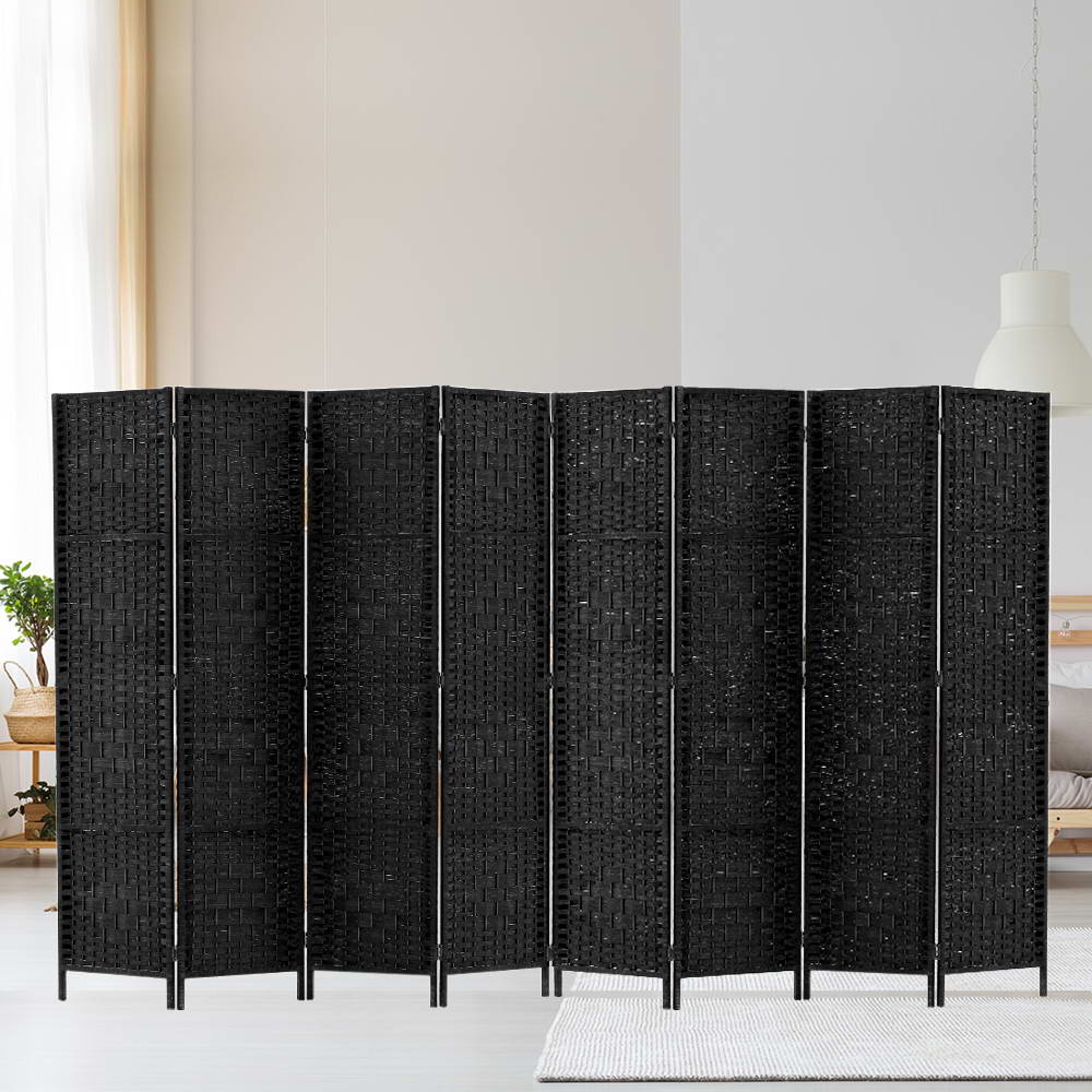 Marlook 8 Panel Room Divider Screen 326x170cm Woven Black