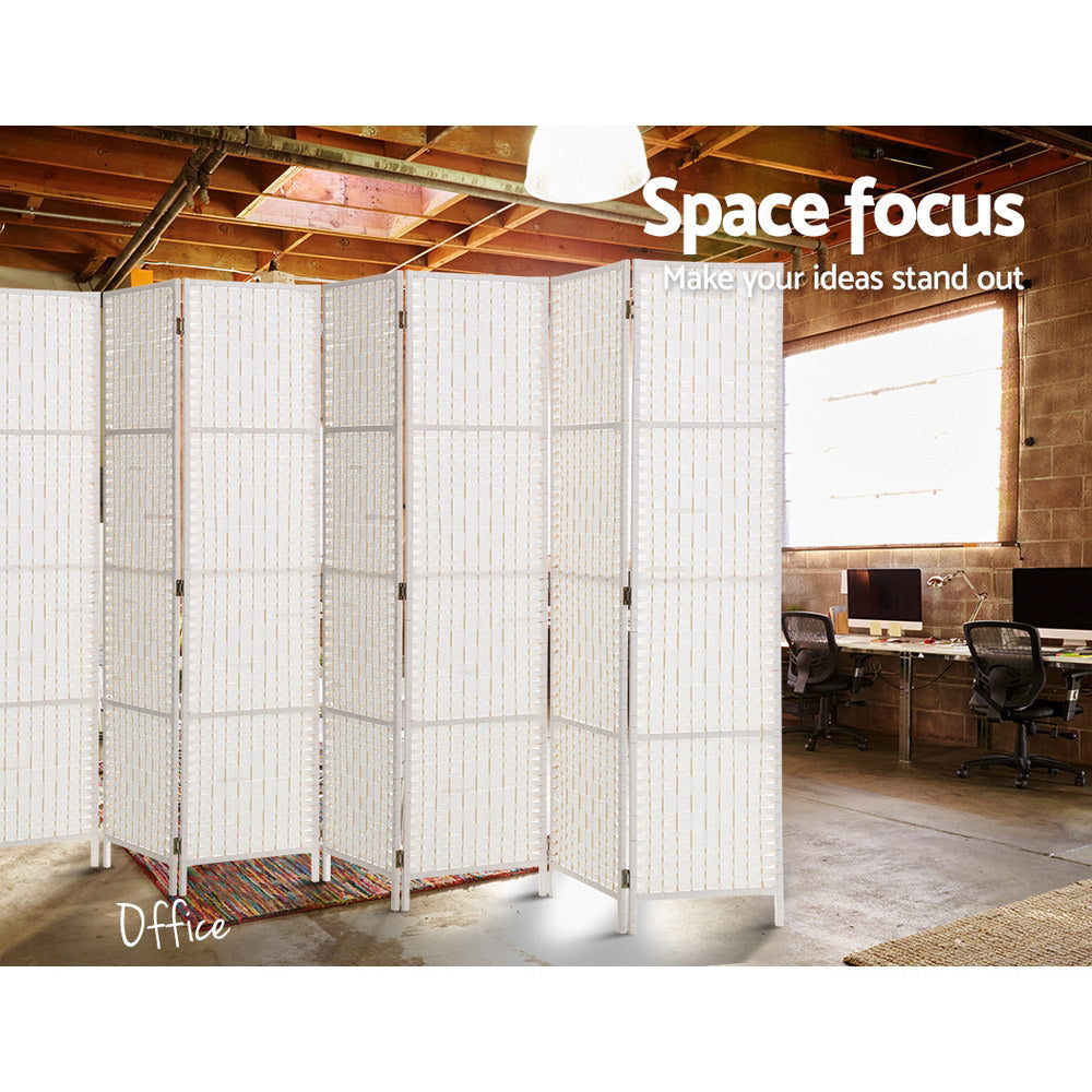 Marlook 8 Panel Room Divider Screen 326x170cm Woven White
