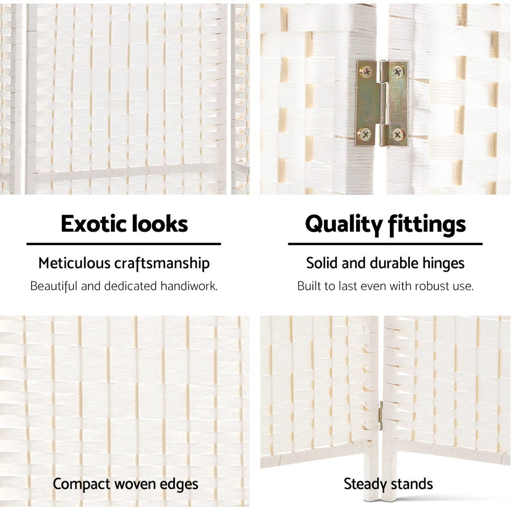Marlook 8 Panel Room Divider Screen 326x170cm Woven White